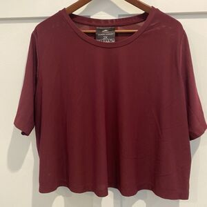 Adidas‎ Cropped Top Women’s 2X Burgundy Red Mesh Athleisure Boxy Semi Sheer